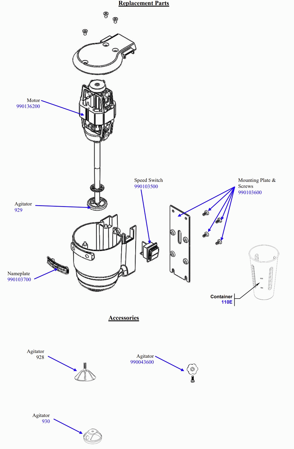 Diagram Diagram and Parts List for HMD300M-220  Hamilton Beach Drink Mixer